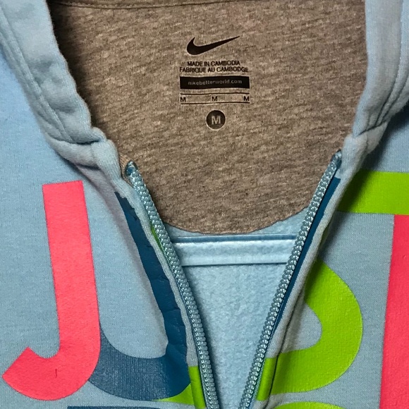 NIKE Kids Blue "Just Do It" Zip-up Hoodie Size M - Picture 2 of 8